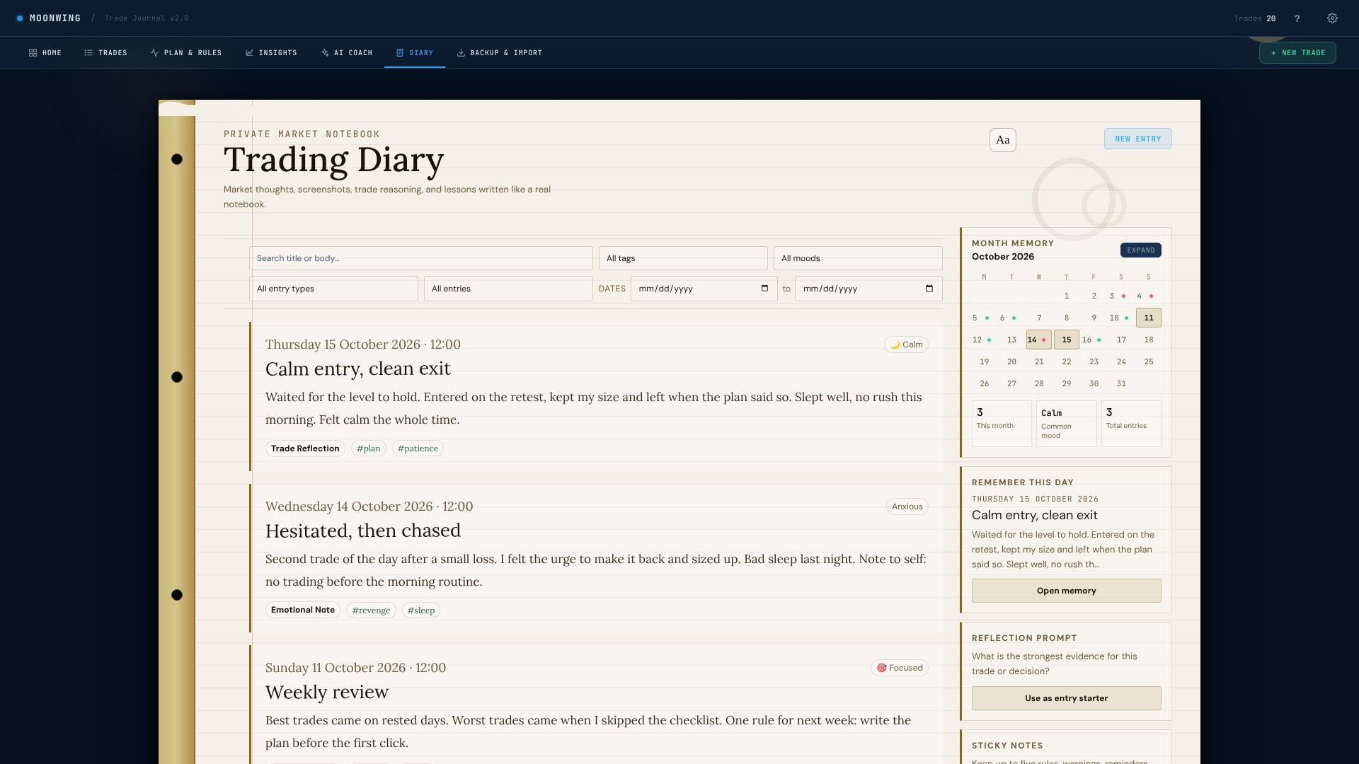 Moonwing diary